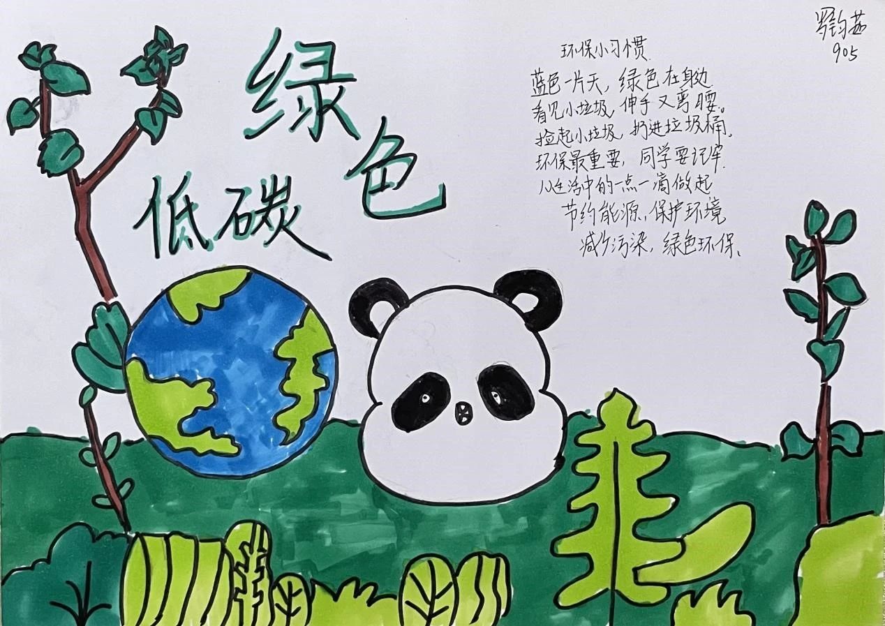 “低碳生活 绿色出行”儿童画画图片（23）
