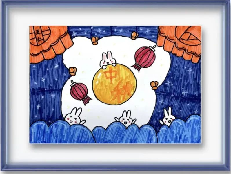 简单的中秋节小学生儿童画作品(4)