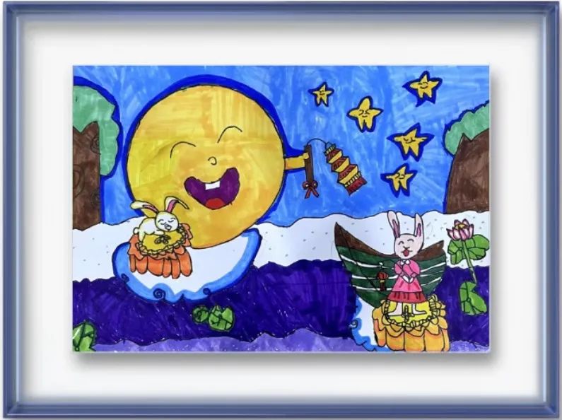 简单的中秋节小学生儿童画作品(11)