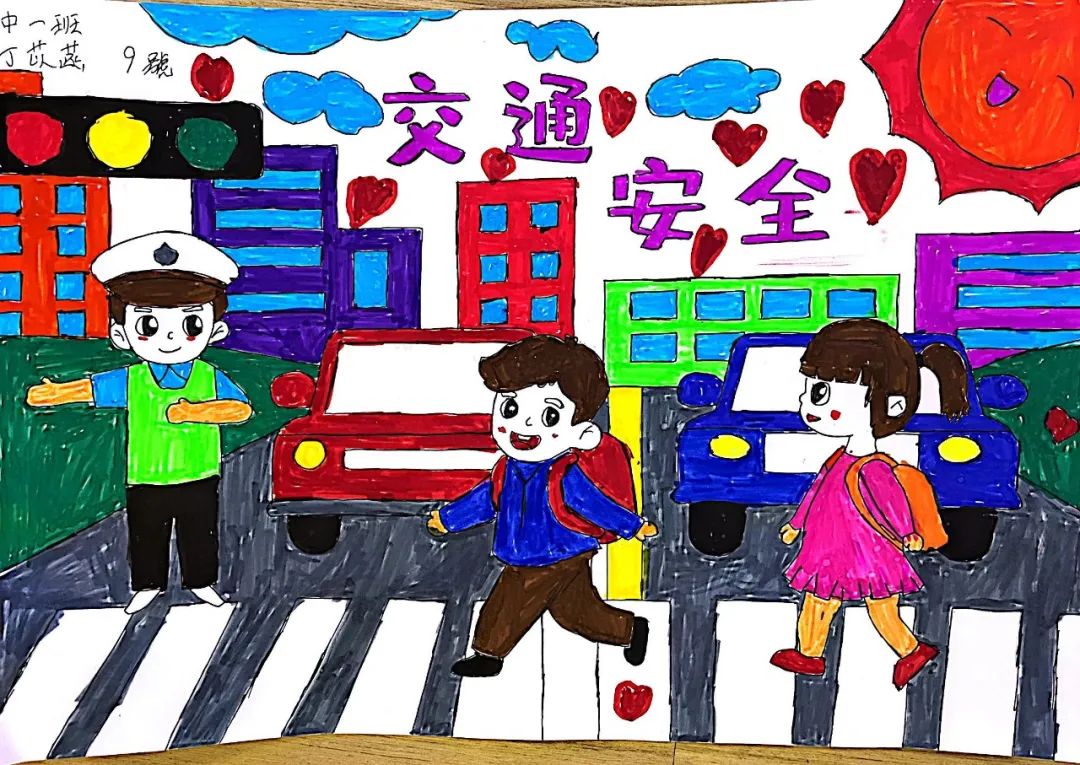 “童心绘交通 出行讲文明”绘画图片展示（15）