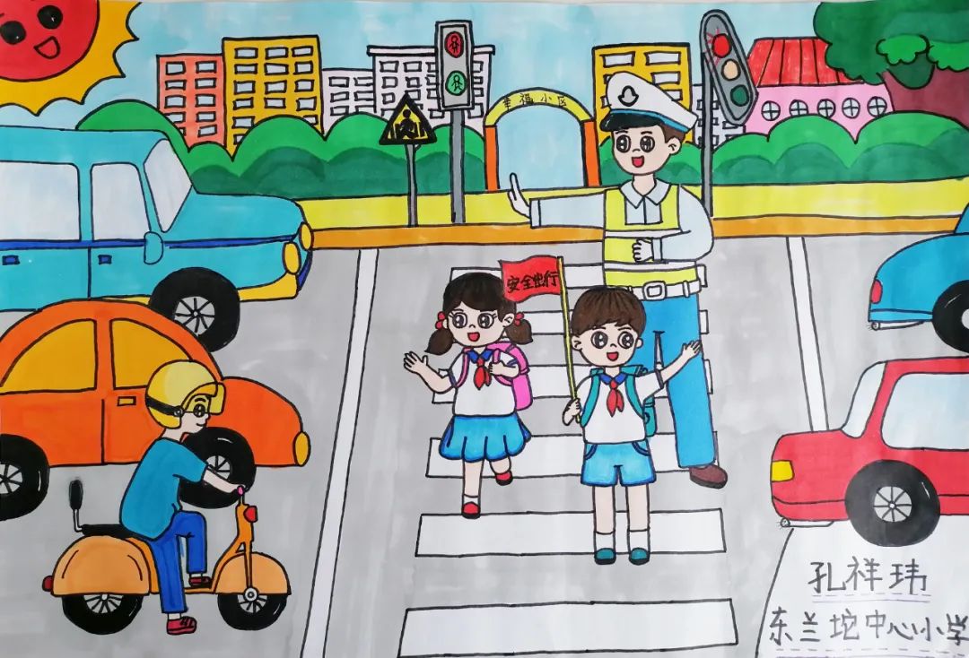 “交通法规 人人遵守”交通安全主题画（三）