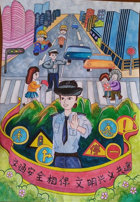 “交通安全 人人有责”儿童画图片大全（7）