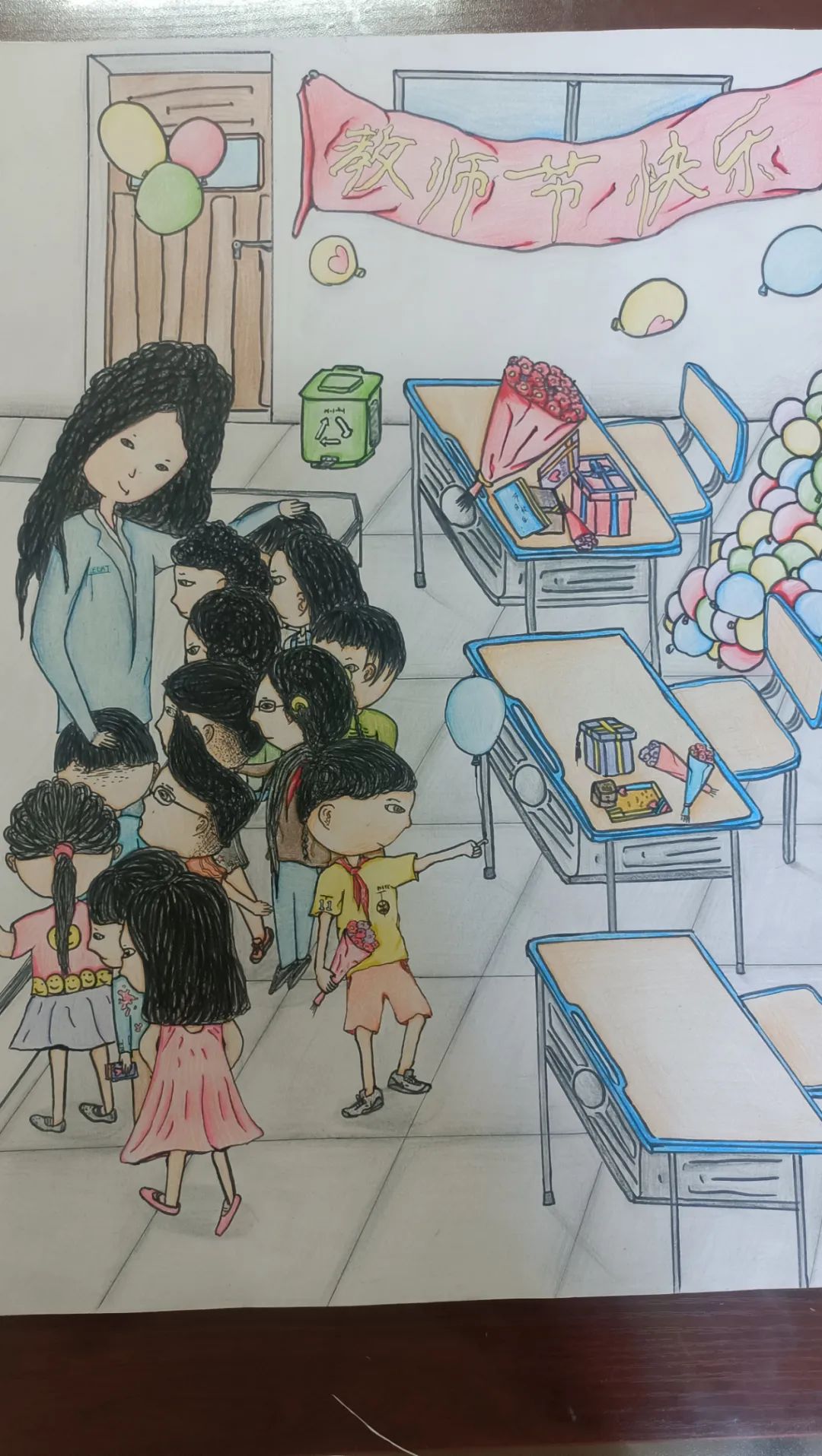 “金秋颂九月 情暖教师节”主题绘画作品大全（13）