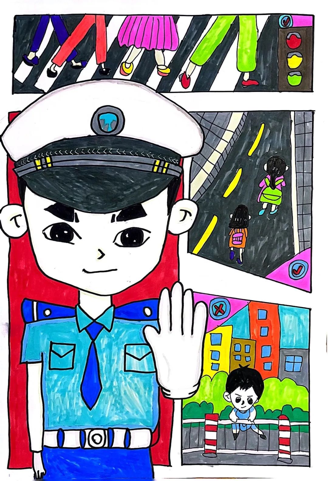 “童心绘交通 出行讲文明”绘画图片展示（9）