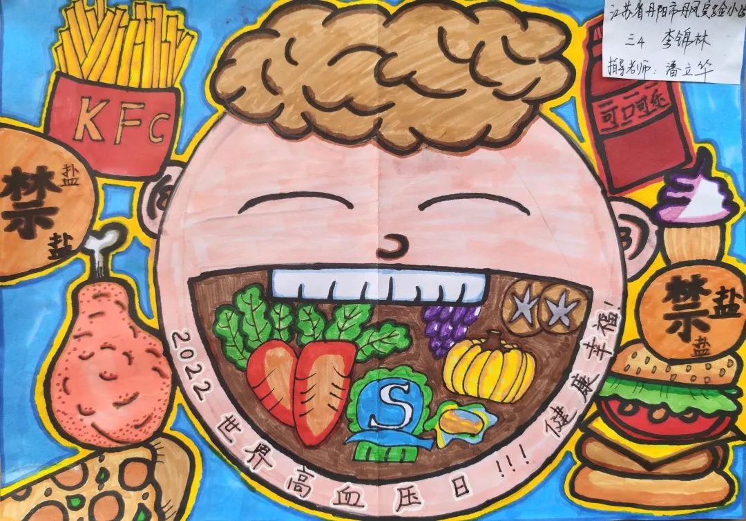 “世界高血压日”健康饮食主题画画图片（3）