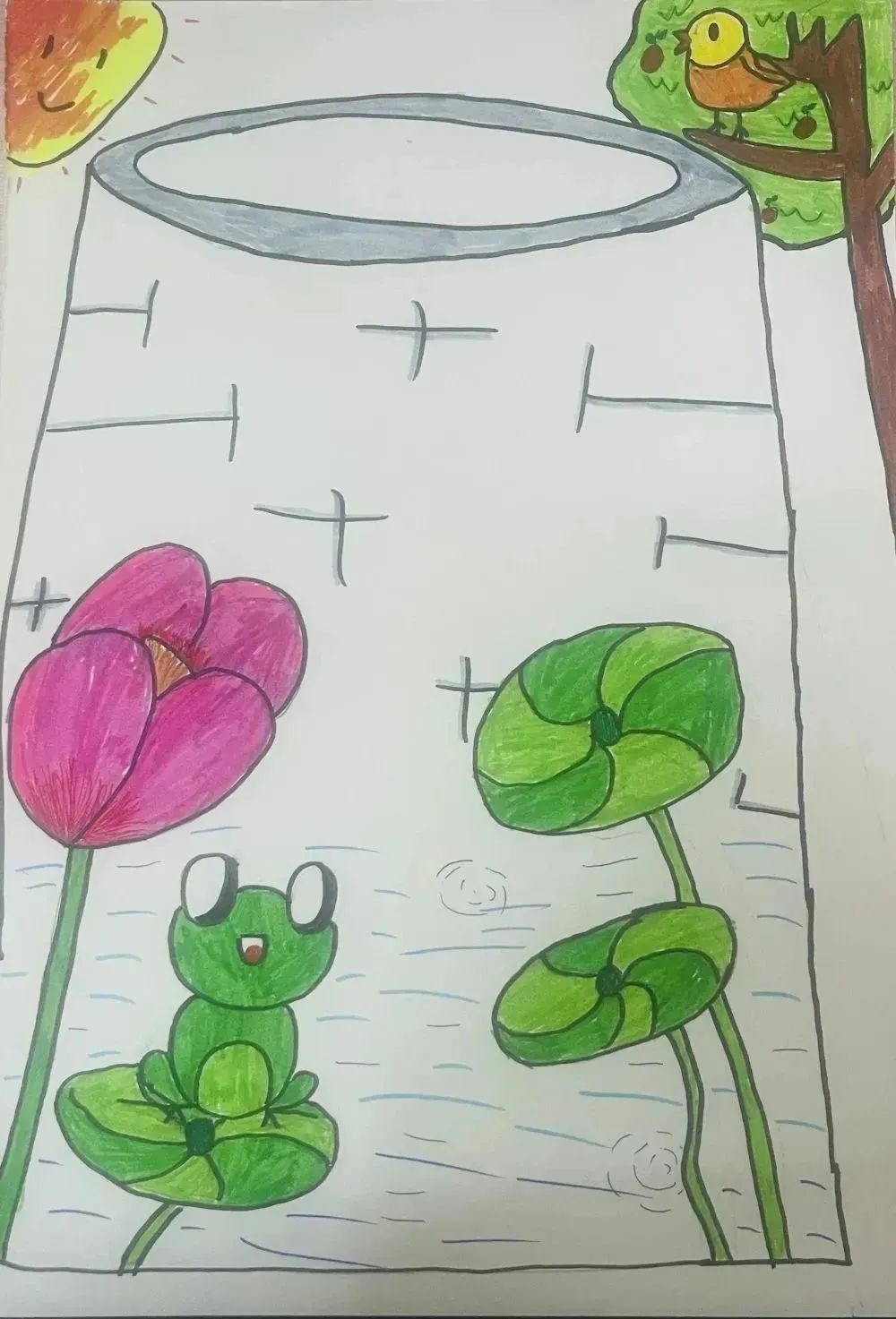 《井底之蛙》——成语配图绘画作品