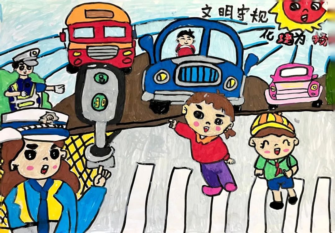 “童心绘交通 出行讲文明”绘画图片展示（6）