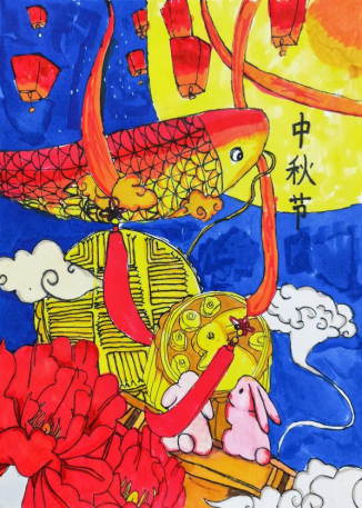 “强国有我 筑梦中华”中秋国庆双节儿童画（9）