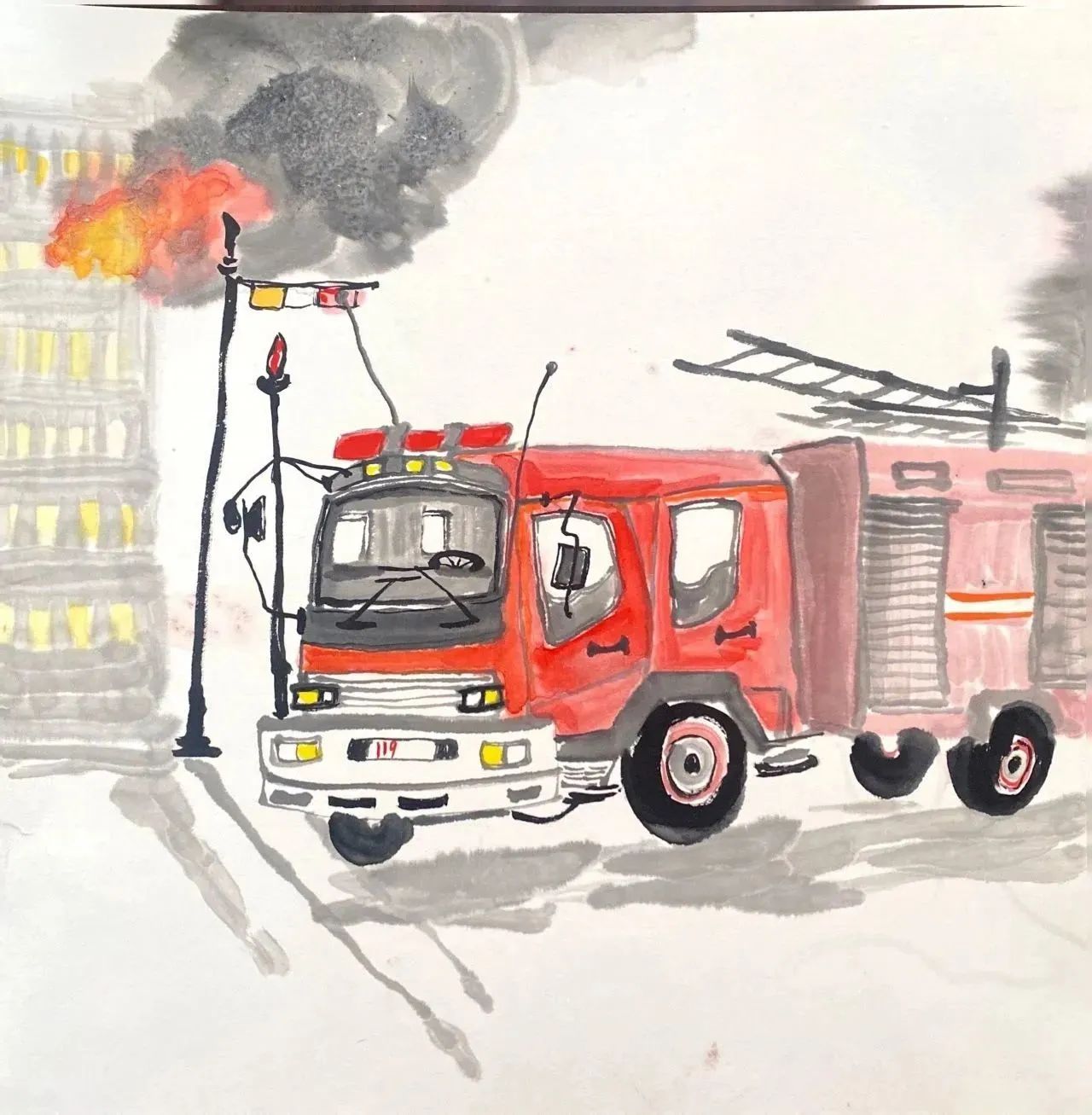 “童心绘消防 安全伴成长”主题优秀绘画作品展第5张