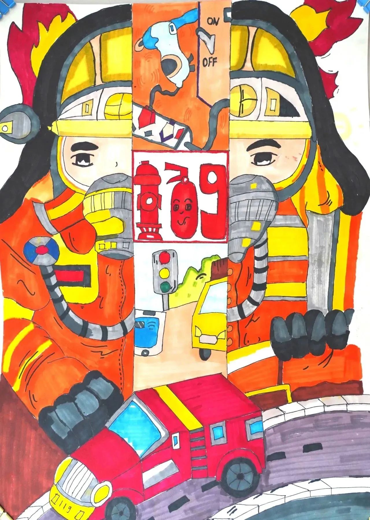 儿童消防绘画优秀画画作品（四）