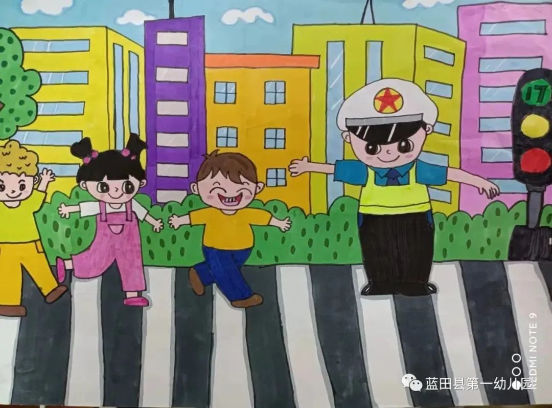 “我是交通安全小使者”儿童绘画作品（1）