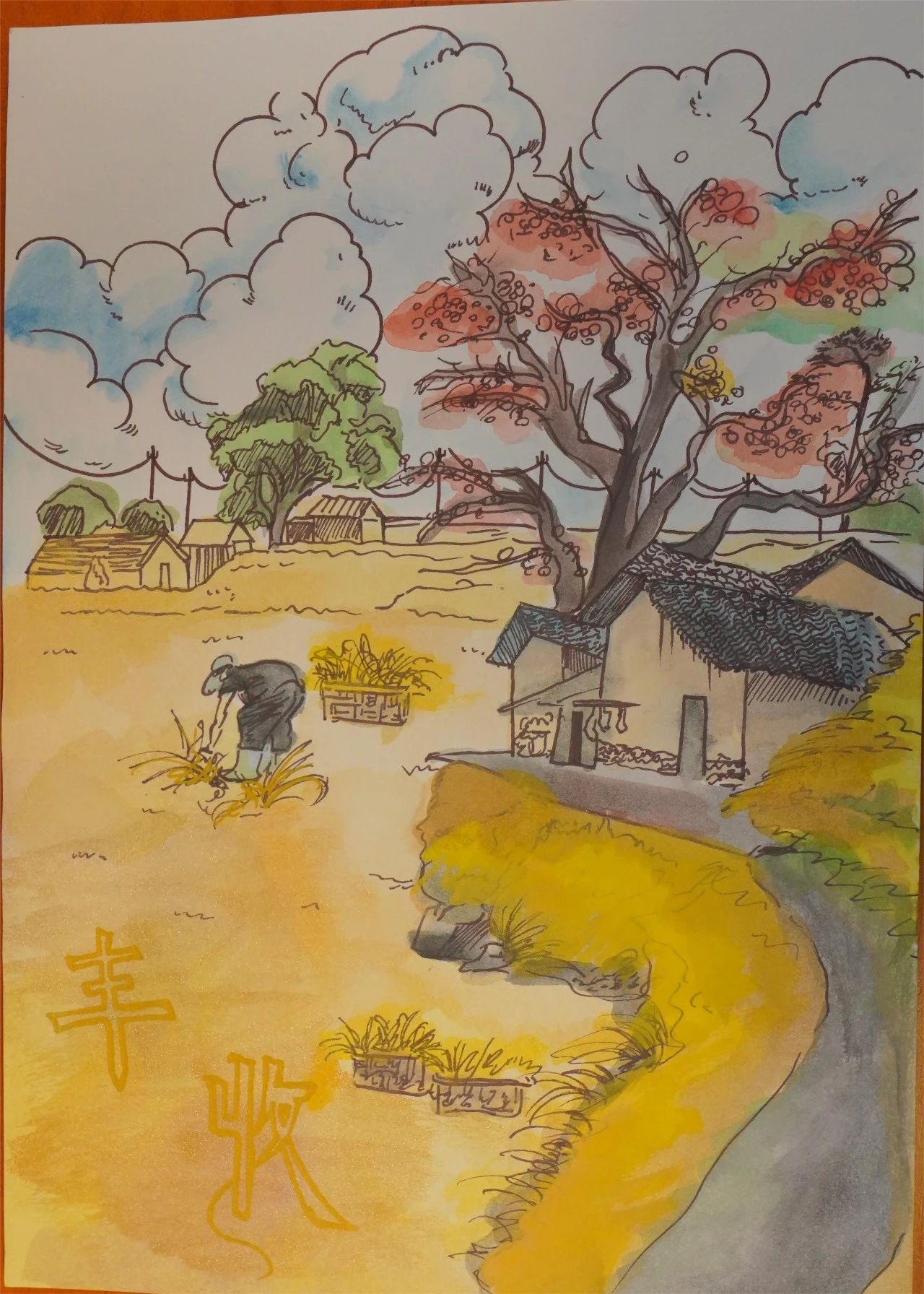 “庆丰收 倡节俭 惜粮食”主题儿童画（14）