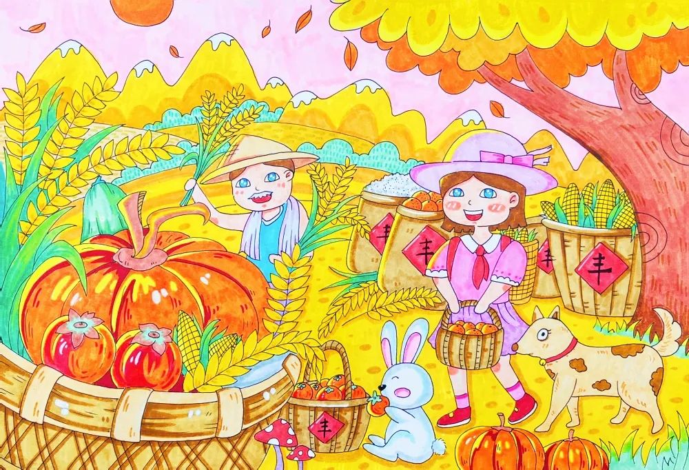 《硕果累累》儿童画说成语图片第四张
