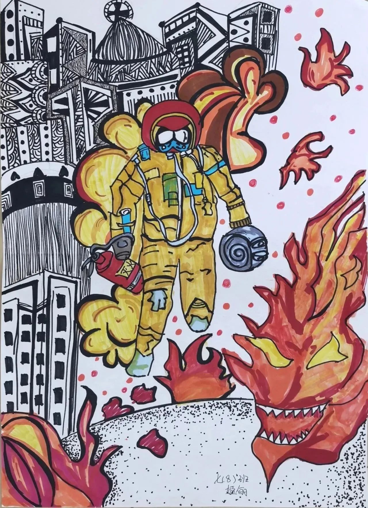 儿童消防绘画优秀画画作品（五）