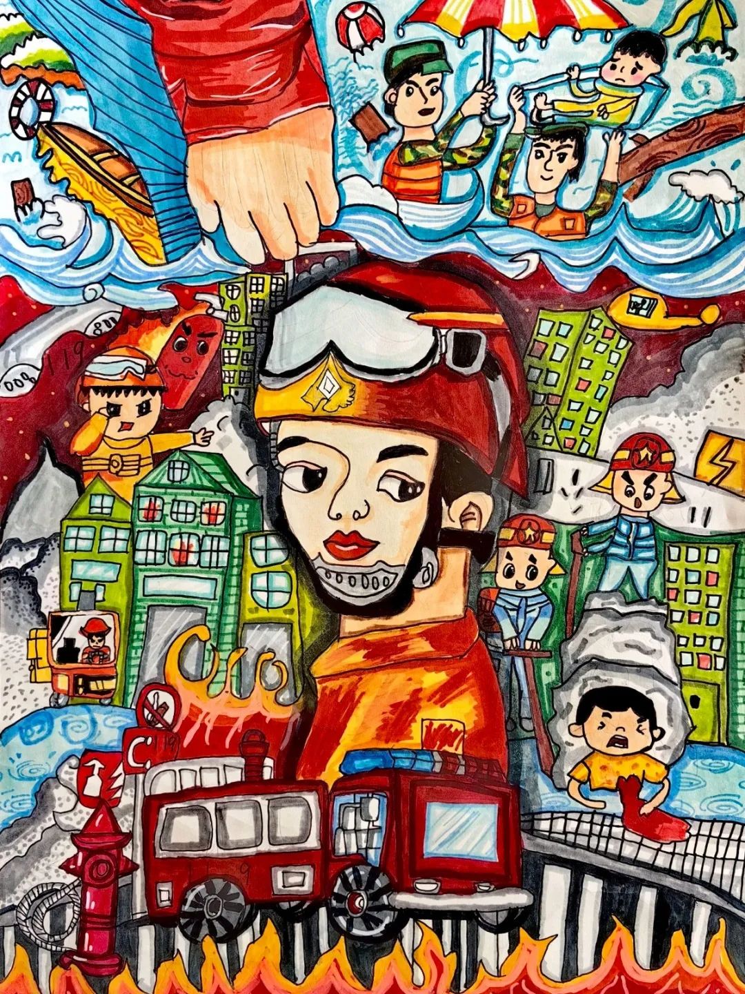119消防安全主题画获奖作品（2）