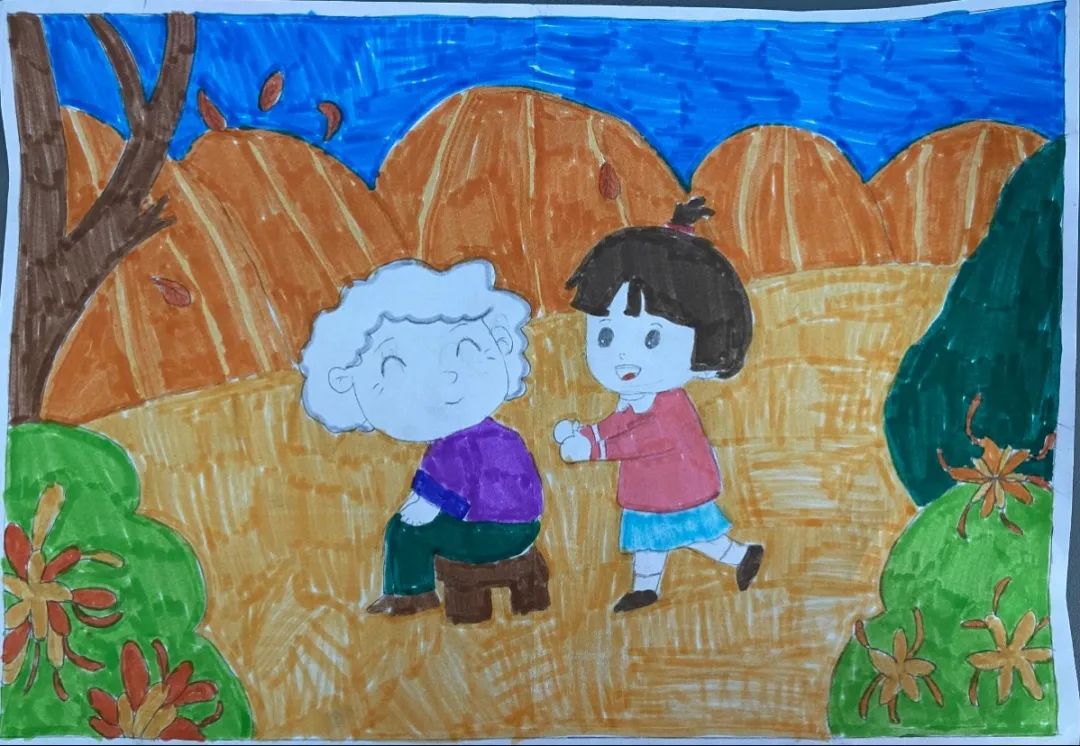 2023九月初九重阳节儿童画作品（3）
