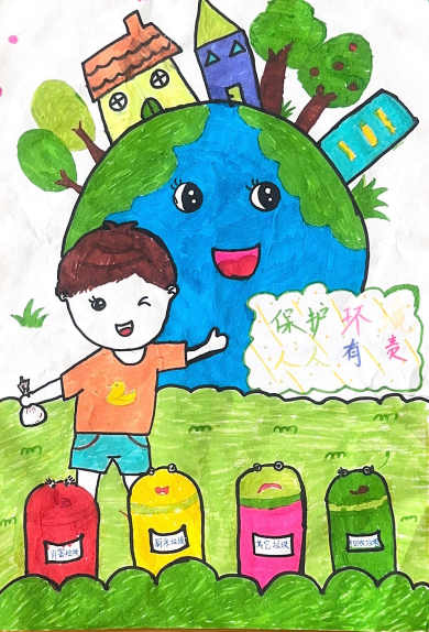 幼儿园“珍惜资源 节能减排”环境保护主题画（2）