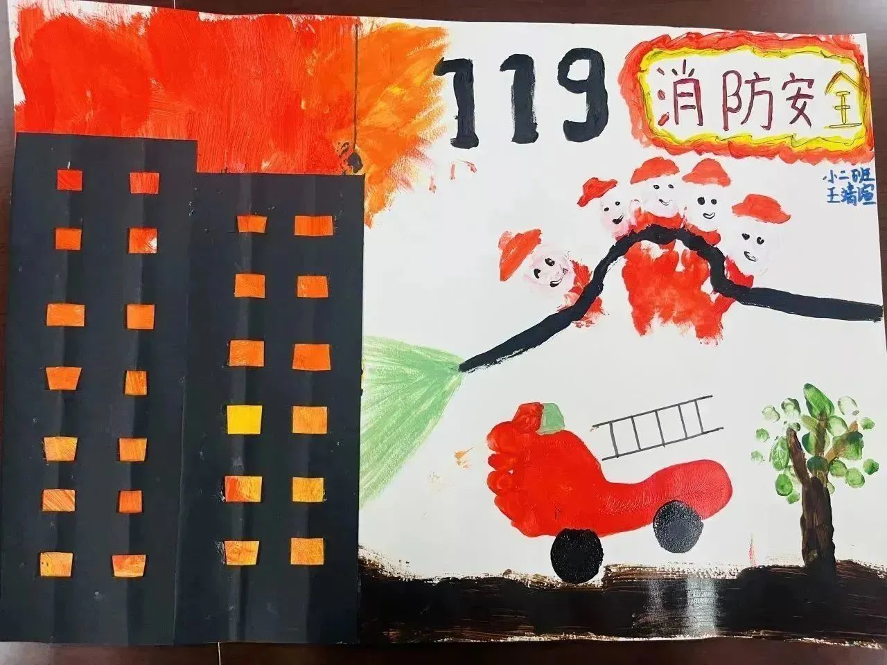 “关注消防 守护安全”小学主题优秀绘画第4张（共14张）