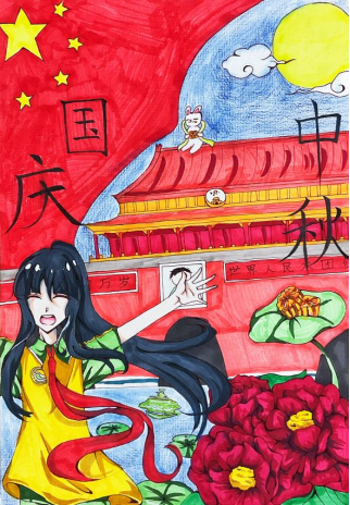 “强国有我 筑梦中华”中秋国庆双节儿童画（15）