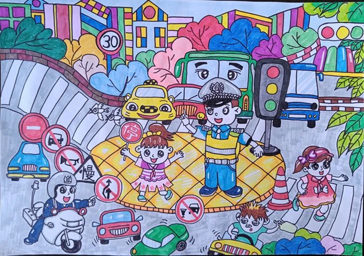 交通安全儿童画作品图片大全（四）