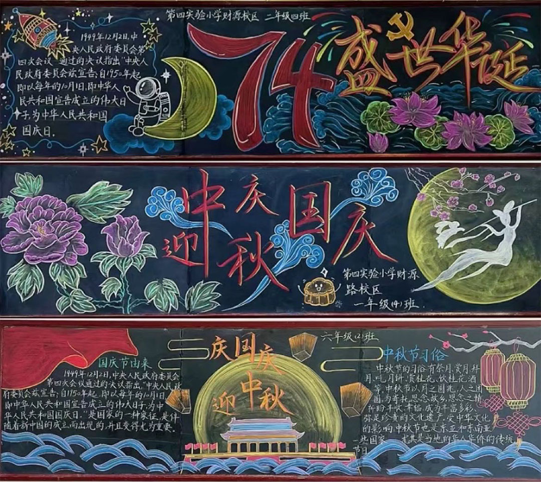 漂亮的国庆中秋黑板报设计-第1张
