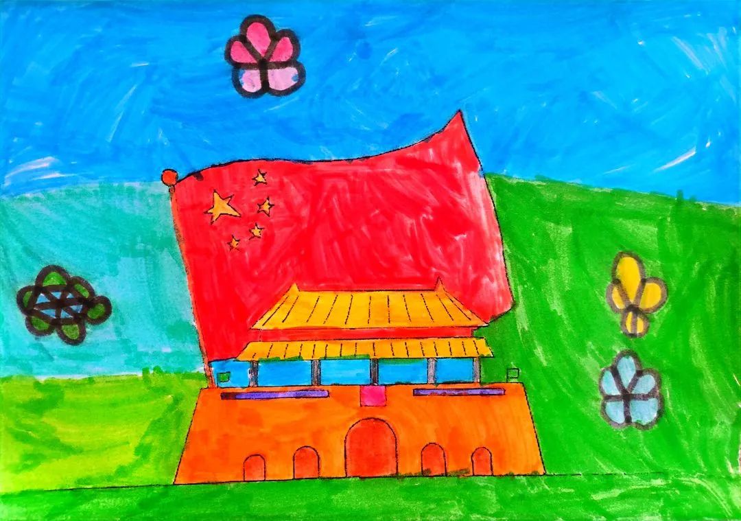 小学一年级国庆节专题儿童画展示（五）
