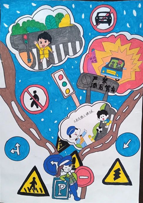 交通安全儿童画作品图片大全（二）