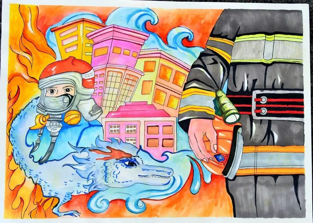 儿童消防绘画优秀画画作品（二）