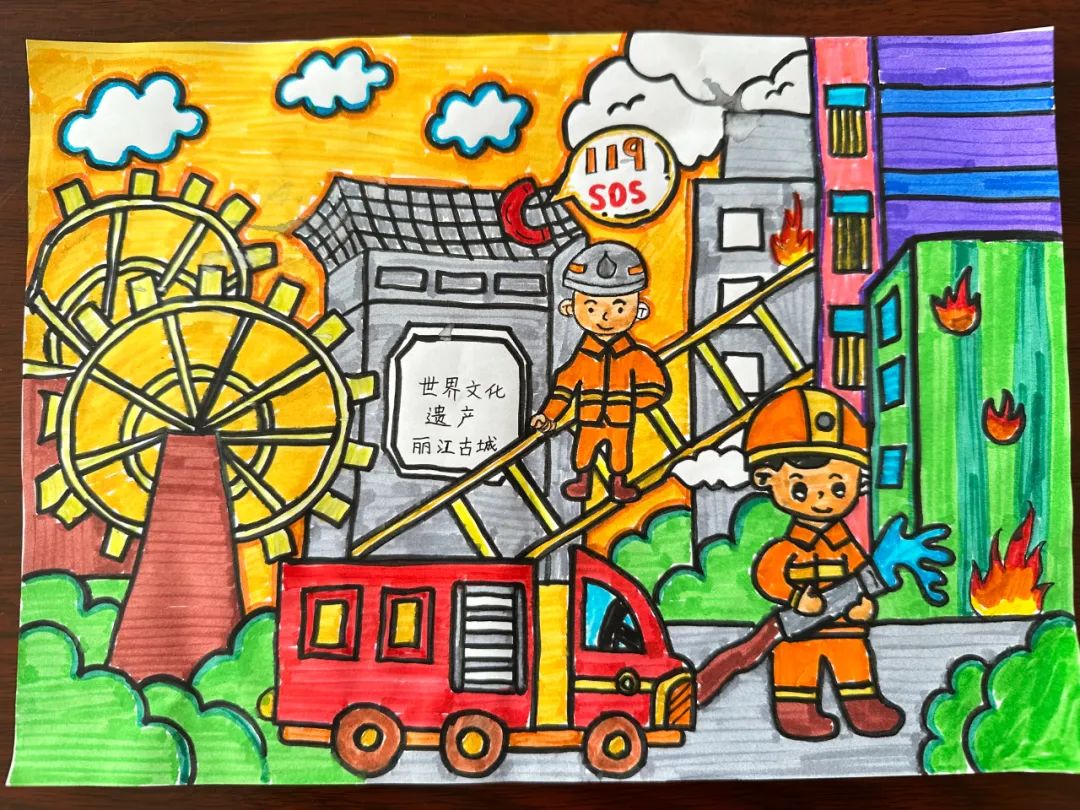 “关注消防安全 你我童行”儿童画合集（2）