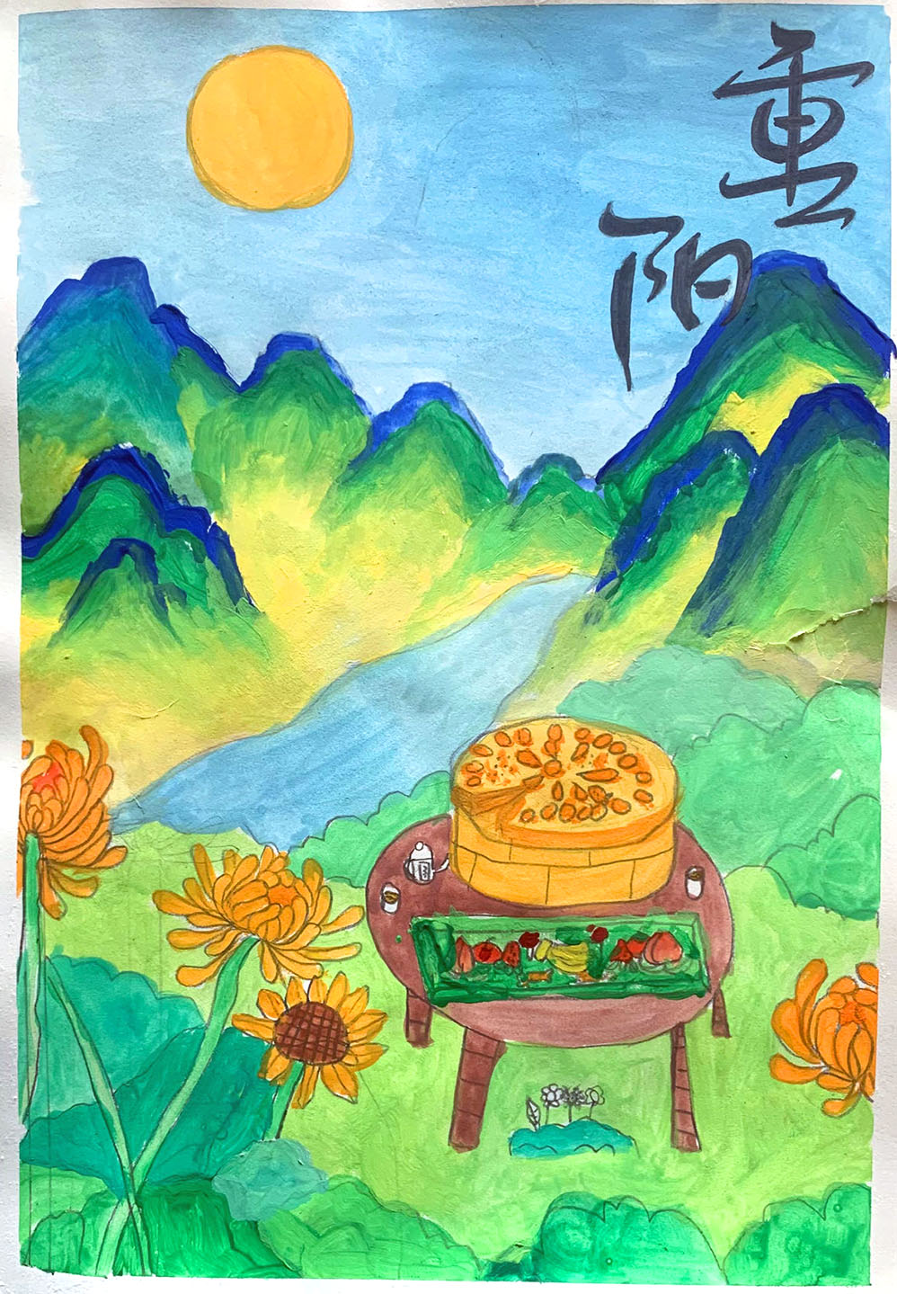漂亮的三年级重阳节儿童画图片