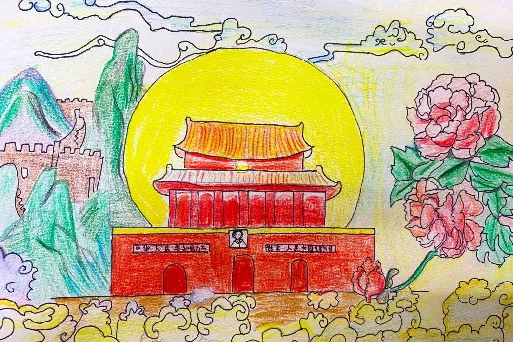 小学生国庆节绘画《我和我的祖国》作品（12）