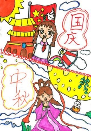 “强国有我 筑梦中华”中秋国庆双节儿童画（13）