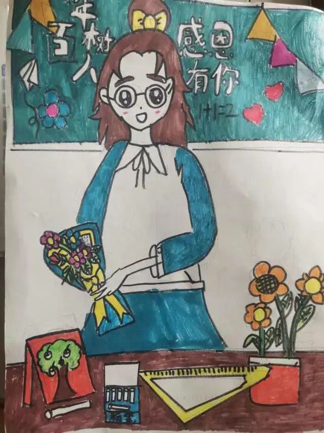 我心中的最美教师主题儿童画（2）