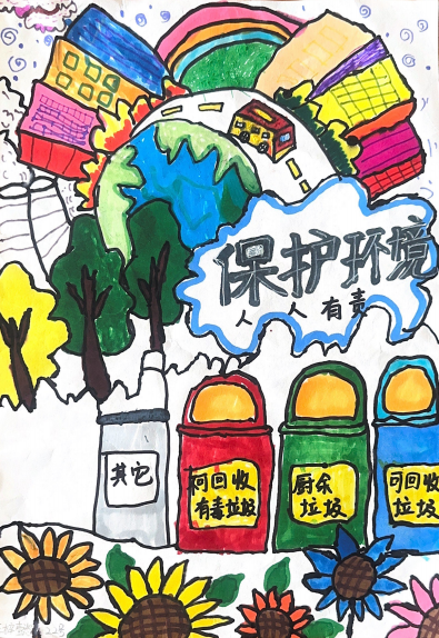 关于“无废环保 和谐共生”的儿童画图片（16）