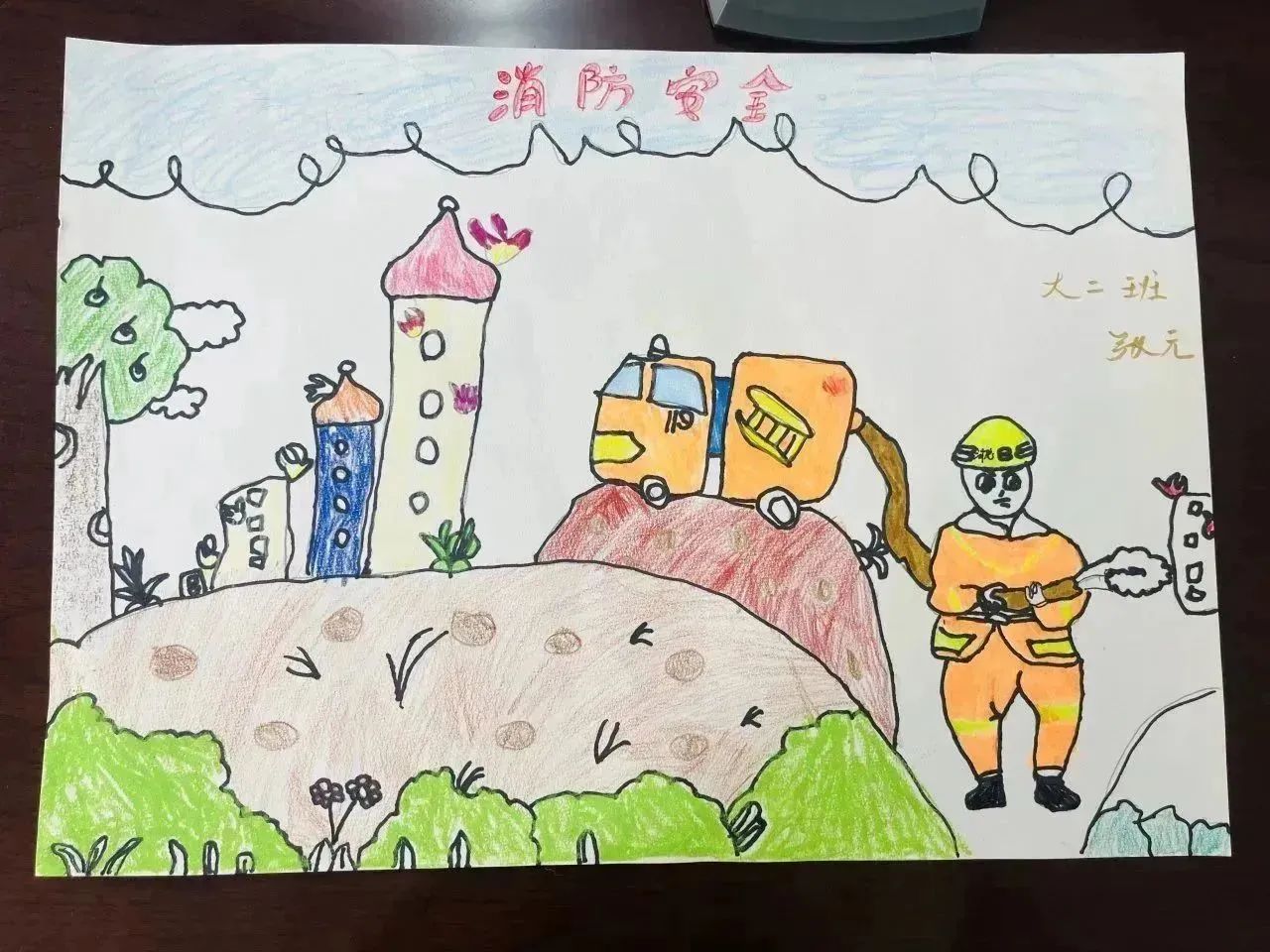 “关注消防 守护安全”小学主题优秀绘画第8张（共14张）