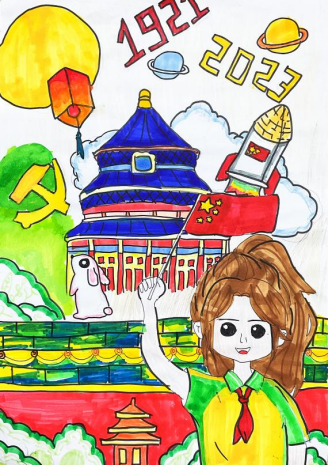 “强国有我 筑梦中华”中秋国庆双节儿童画（16）