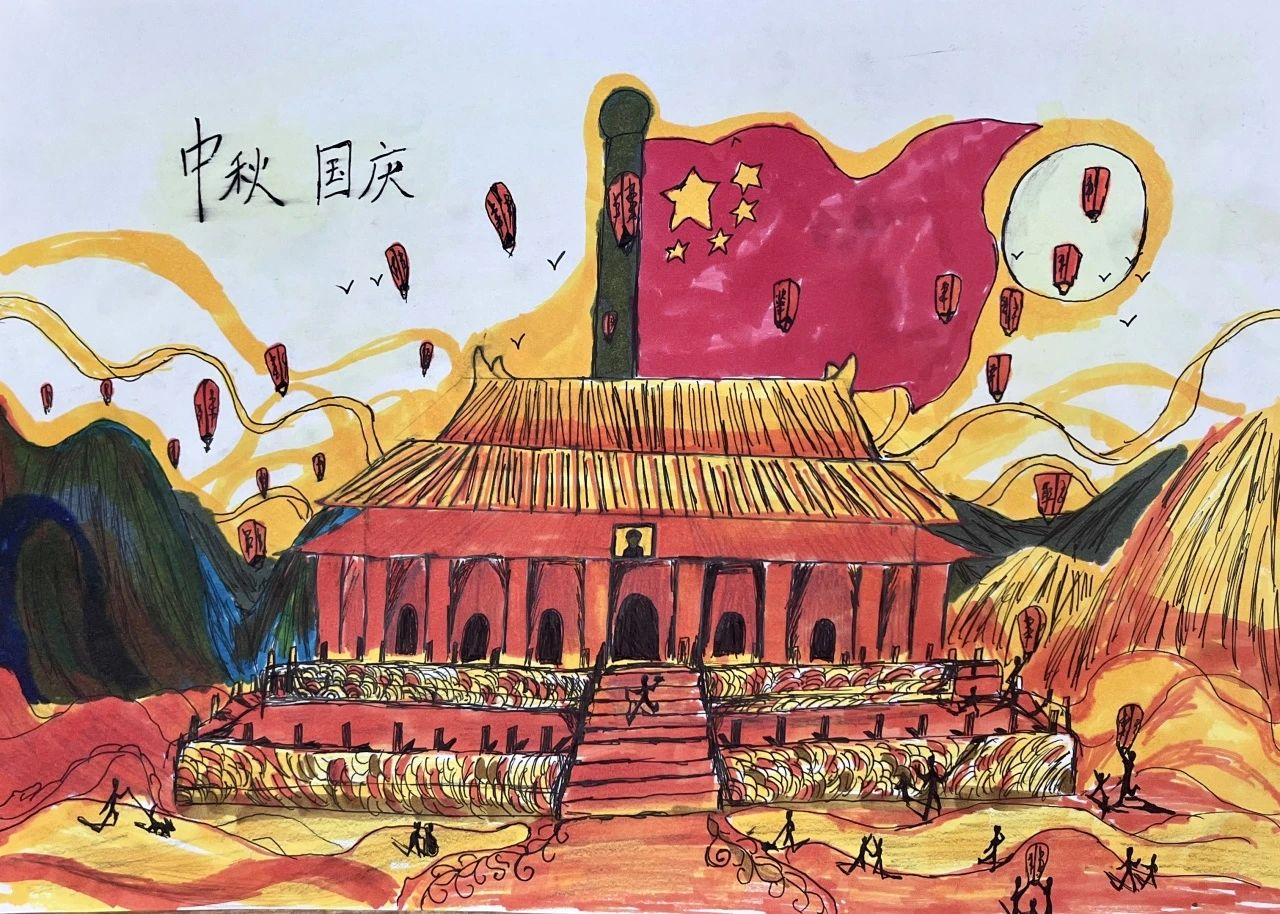 “强国有我 筑梦中华”中秋国庆双节儿童画（24）