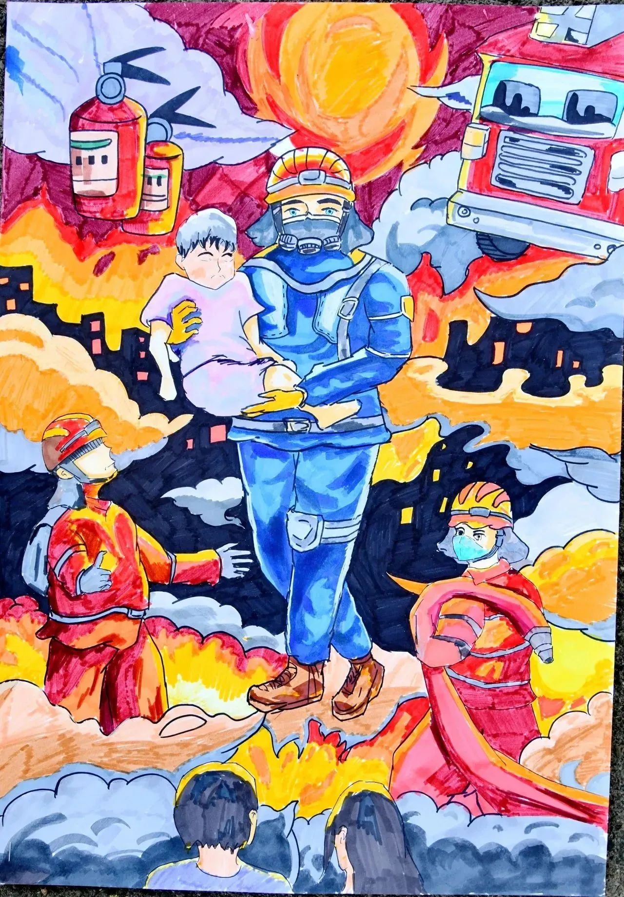 “童心绘消防 安全伴成长”主题优秀绘画作品展第15张
