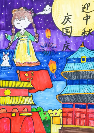 “强国有我 筑梦中华”中秋国庆双节儿童画（12）