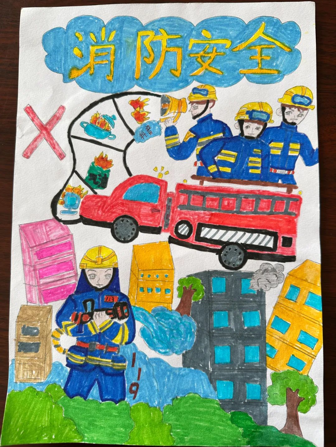 “关注消防安全 你我童行”儿童画合集（11）