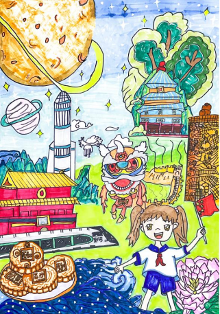 “强国有我 筑梦中华”中秋国庆双节儿童画（10）