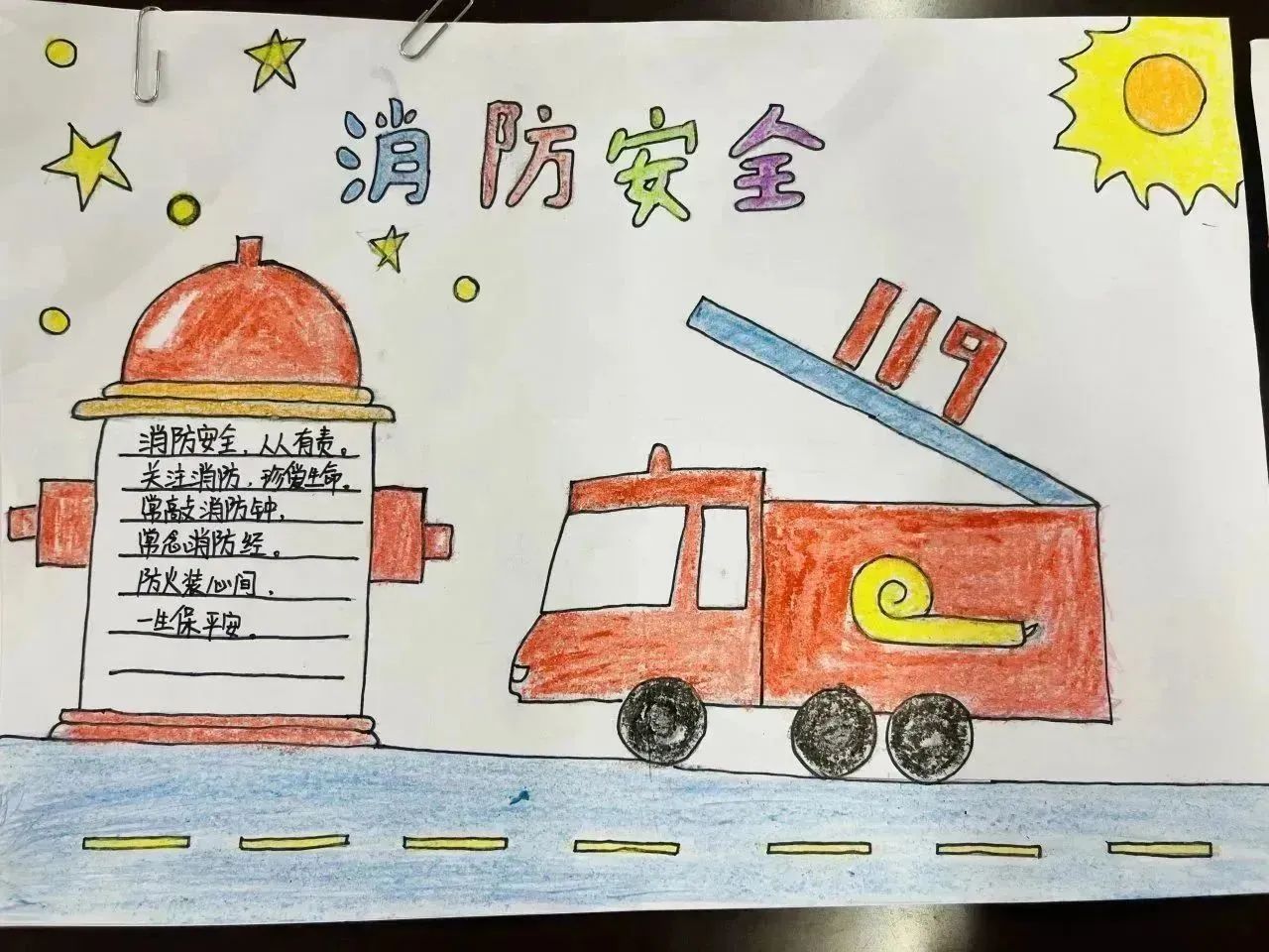 “关注消防 守护安全”小学主题优秀绘画第7张（共14张）