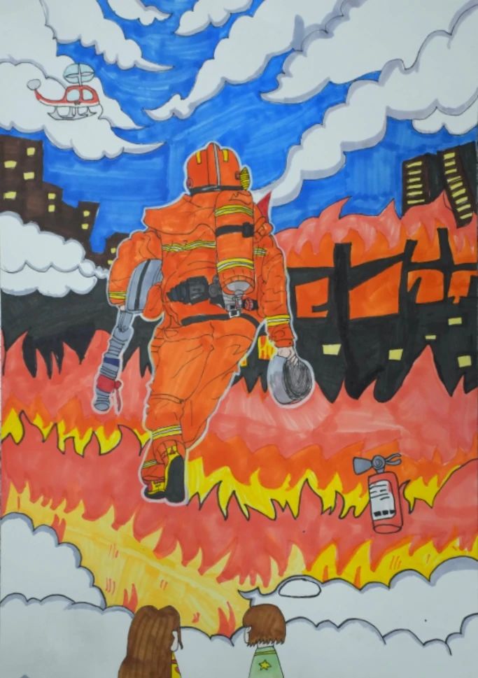 儿童消防绘画优秀画画作品（十七）