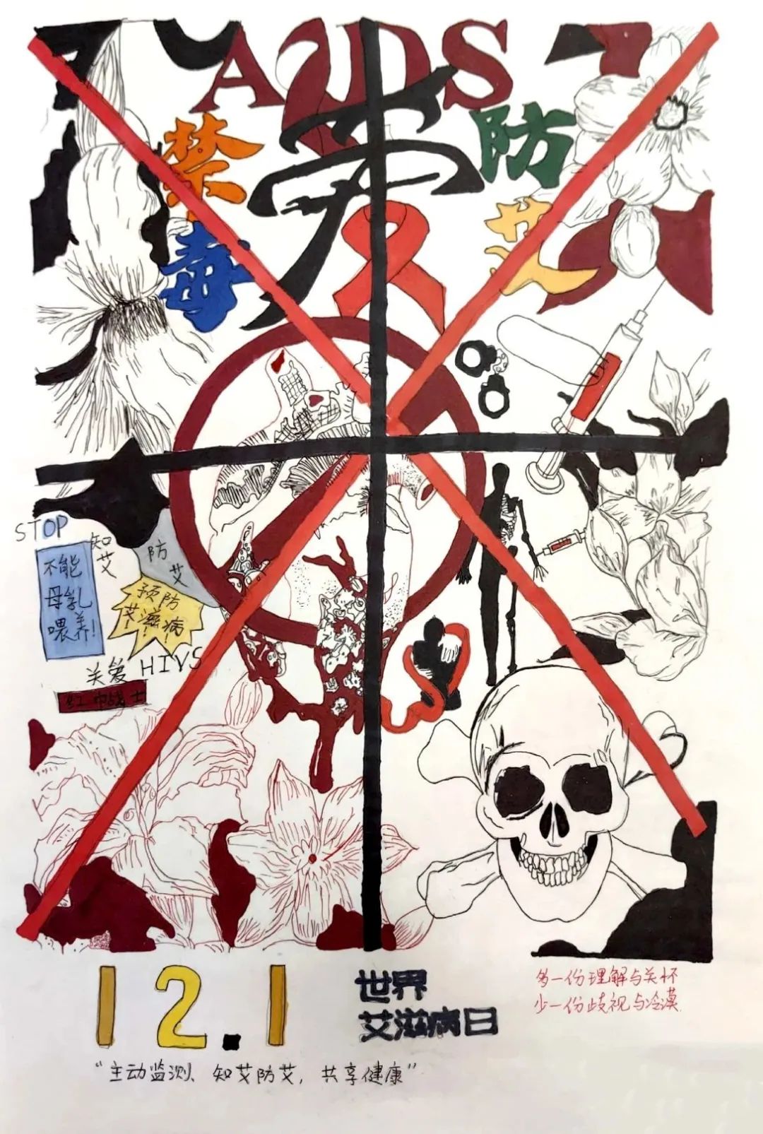 “以爱之名 为艾发声”疾病预防主题儿童画（三）