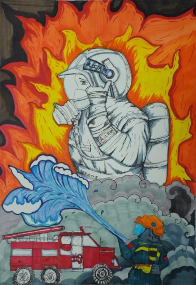 儿童消防绘画优秀画画作品（十五）