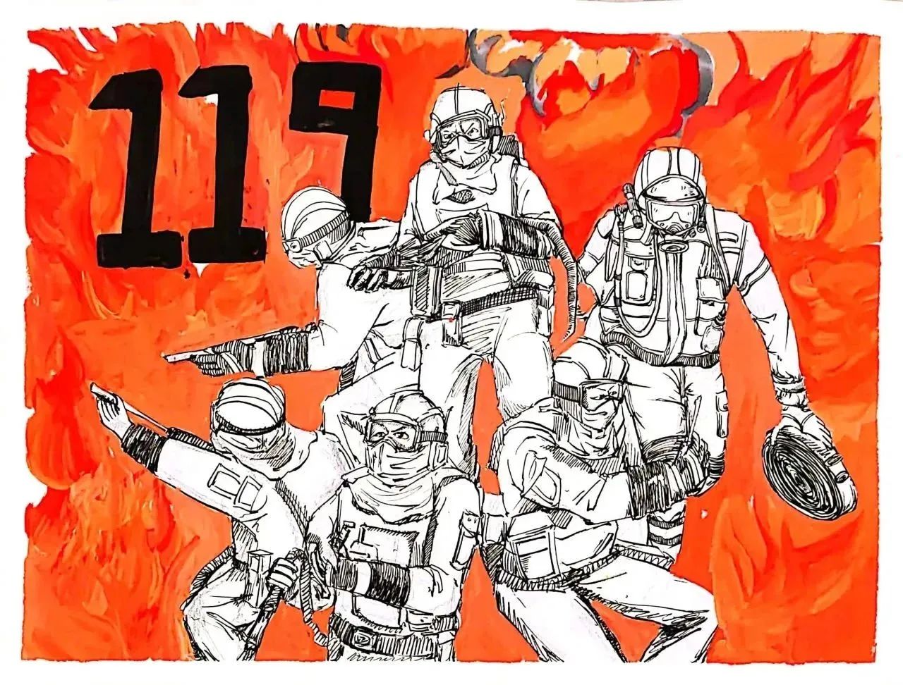 “消防童行 致敬逆行者”消防安全绘画（六）