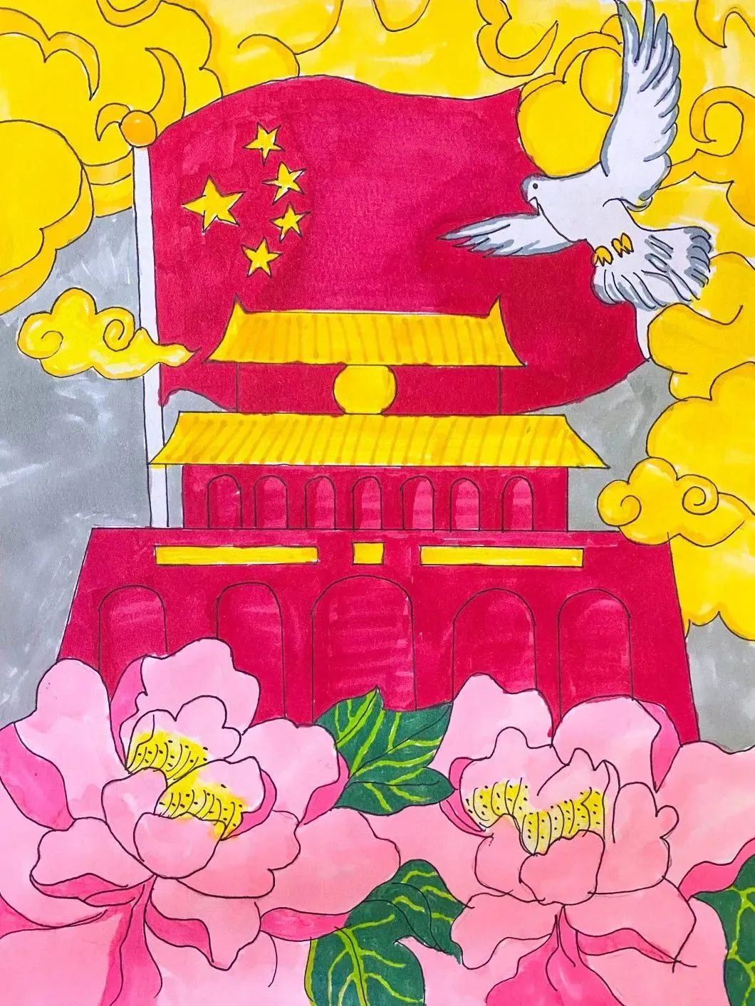 小学生国庆节绘画《我和我的祖国》作品（10）