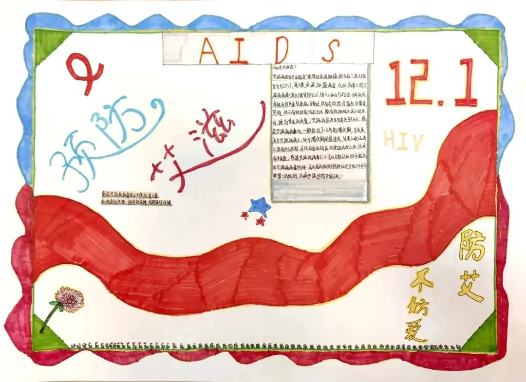 “远离艾 靠近爱”预防艾滋病宣传绘画第12张