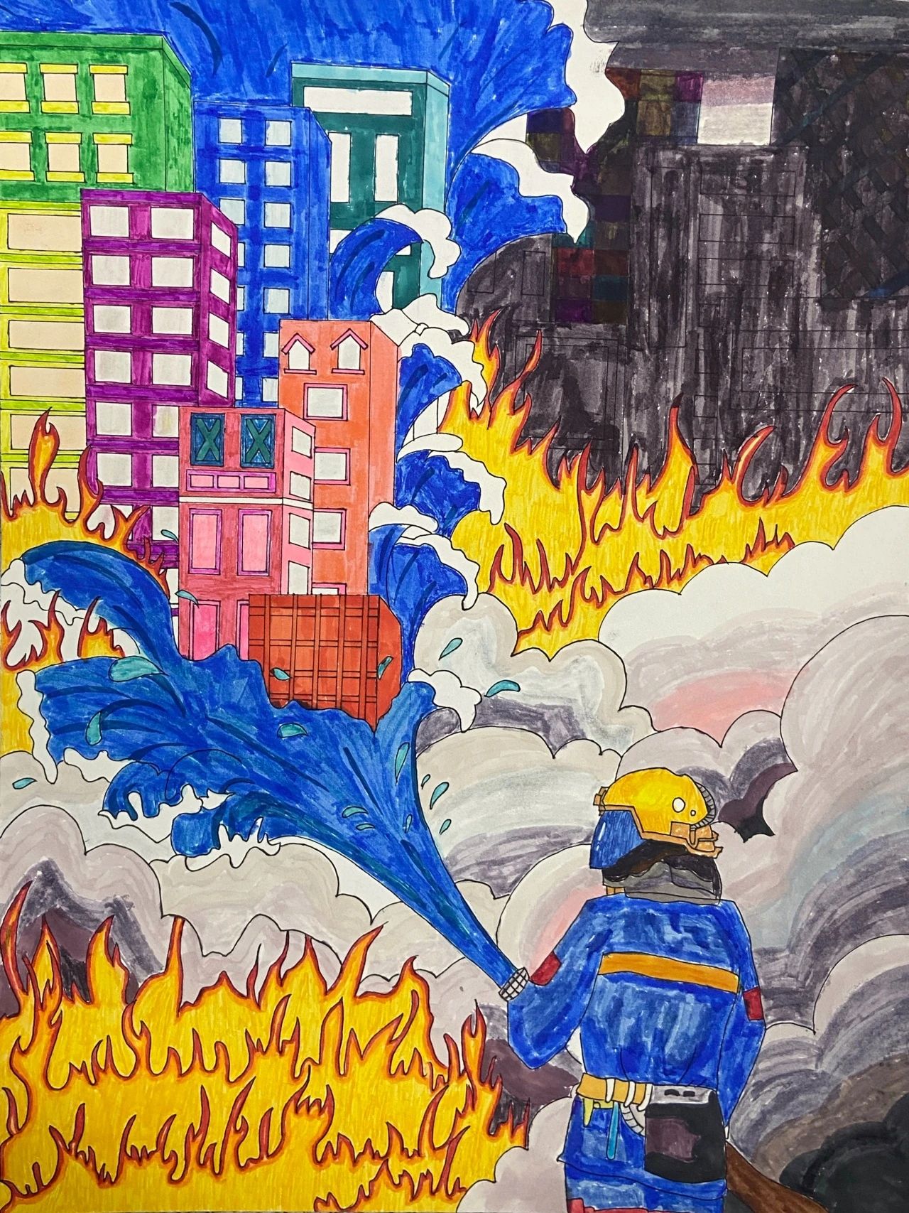 儿童消防绘画优秀画画作品（十二）