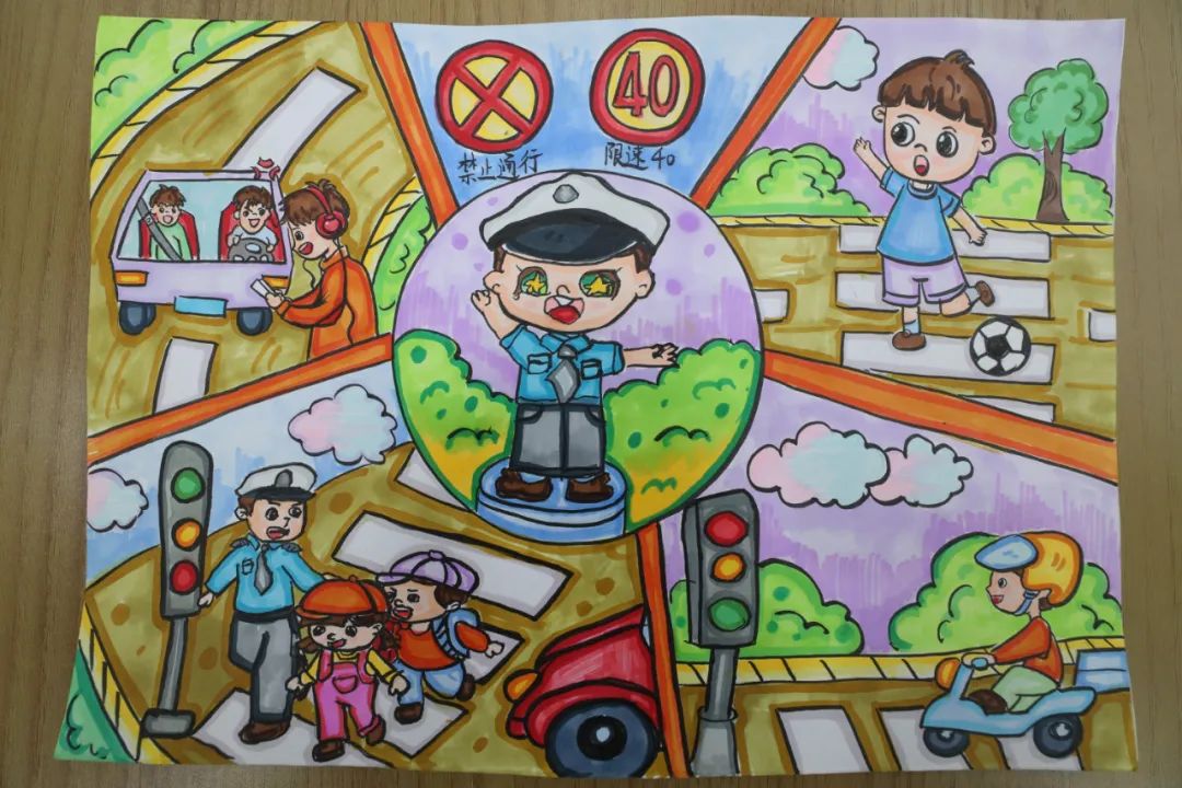 “我是交通安全小使者”儿童绘画作品（18）